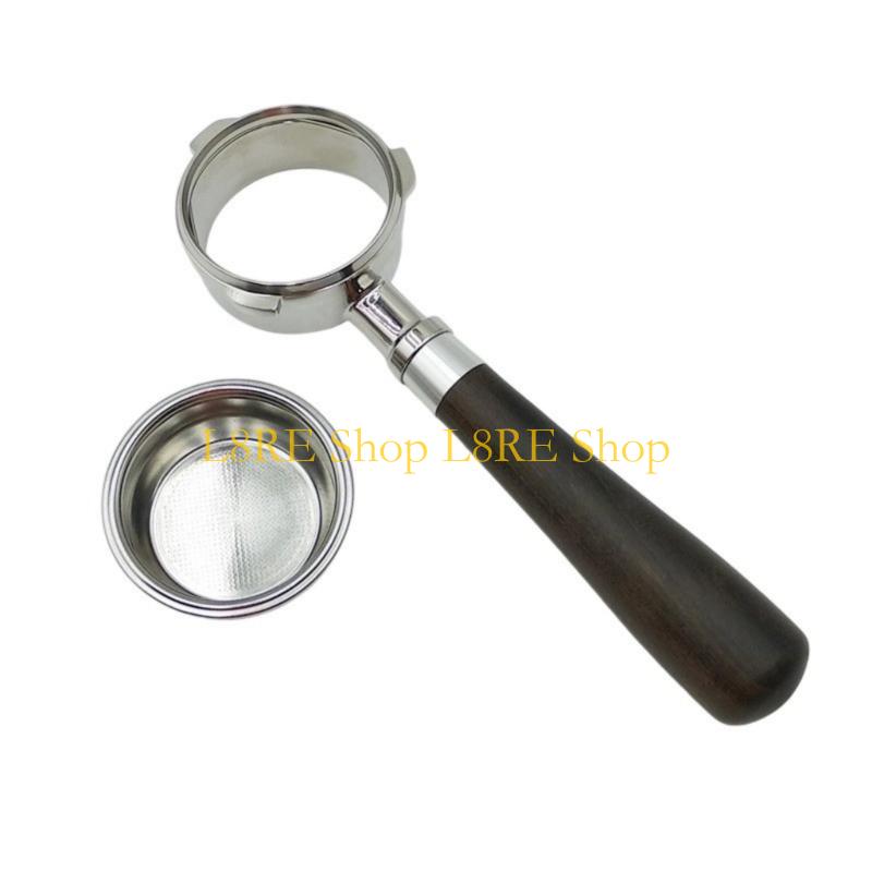 L8RE Bottomless 58mm Coffee Portafilter with Wooden Handle Espresso Machine Accessory
