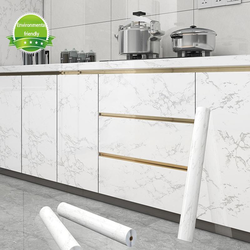 Self-Adhesive Cabinet Sticker Kitchen Countertop Oil-Resistant Waterproof Furniture Refinishing Closet Door Color Change Film