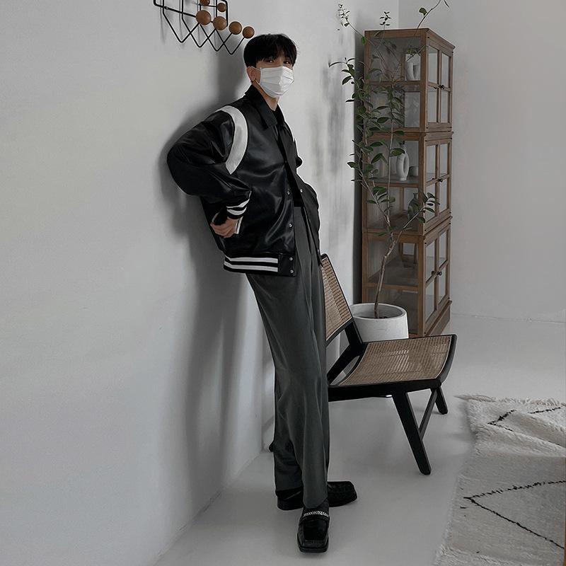 Leather Jacket Men's Baseball Uniform Spring New Trend Jacket Korean Style Loose Casual Top