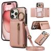 Crossbody Cards Solt Triple Wallet Leather Zipper Case For iPhone 15 16 Pro Max 14 Plus 13 12 11 XS XR SE2026 Ring Holder Cover