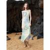 Sancai 2025 Summer V-Neck Ruffle Chiffon Maxi Dress