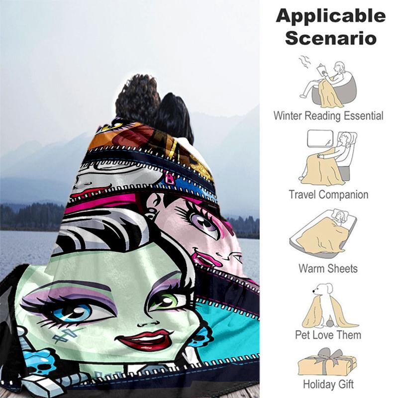 1pc Blanket Monster High1 Print Design, Lightweight Blanket for Sofa, Bed- Soft &Warm, Gift for All Seasons Like Christmas, Halloween