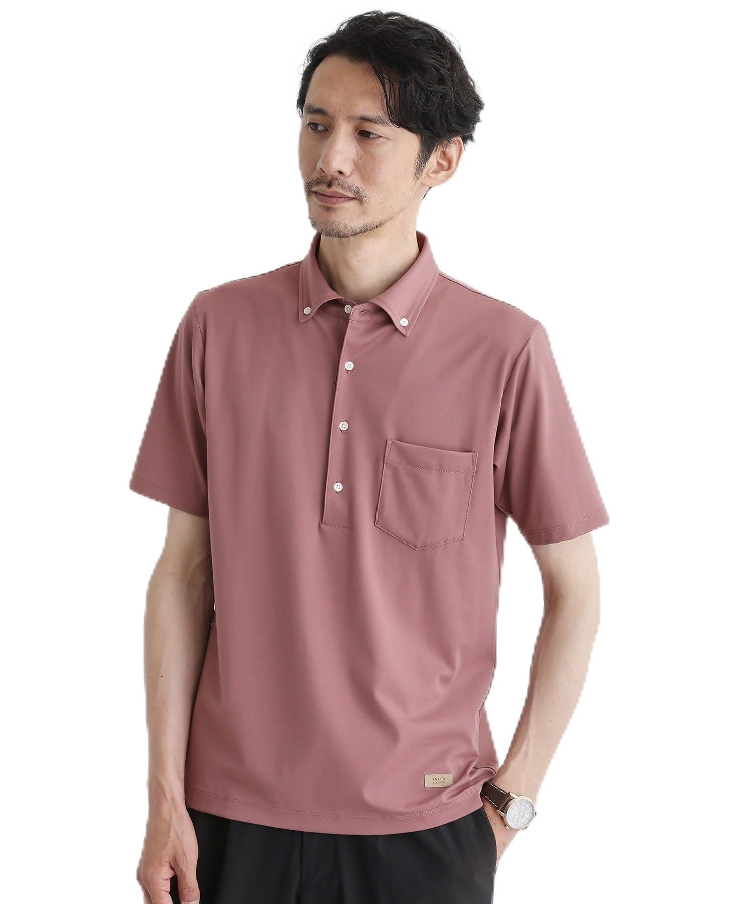 

Takeo Kikuchi Men s ONOFF Cool-Touch Business Polo Shirt, Size 07032028, Pink (072) 03 (L)