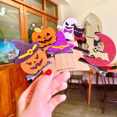 3D Halloween Haarspangen für Kinder: Geist, Fledermaus, Hexenhut & Kürbis Zubehör
