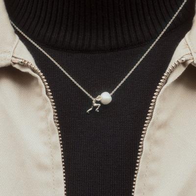 Greek Myth-Inspired Necklace Pushing Stone Faux Pearl Pendant Necklace Inspirational Religious Jewelry Gift for Men Women