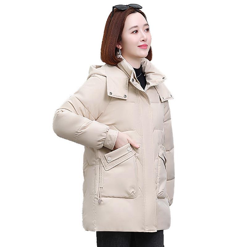 2025 Winter Cotton Clothes Women's Simple and Versatile Down Cotton Jackets Commuter Jackets Thickened Warm Padded Jackets