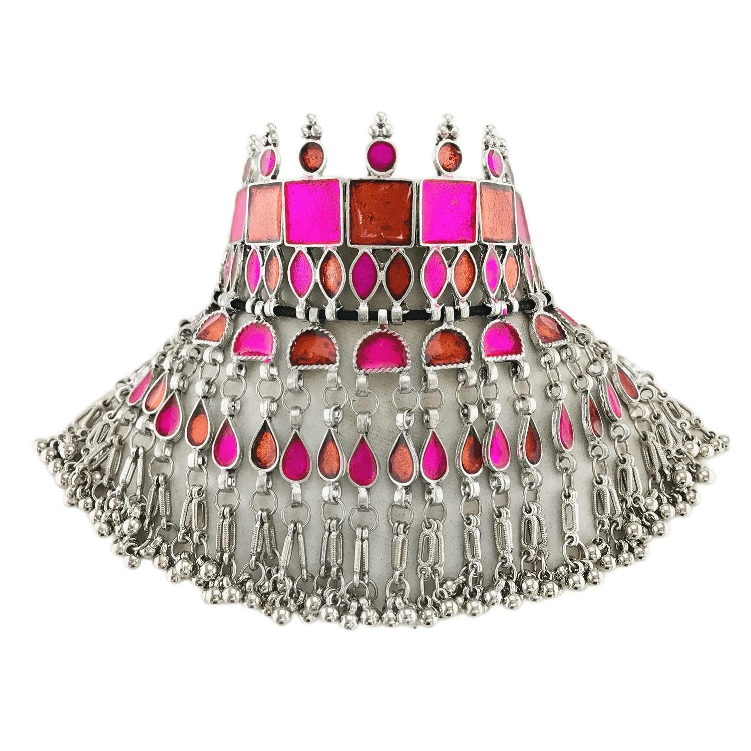 

Старинное серебряное оксидированное племенное тибетское афганское богемное ювелирное изделие с эмалью Минакари для женщин и девочек (Афганское колье Turq Blue Multi)