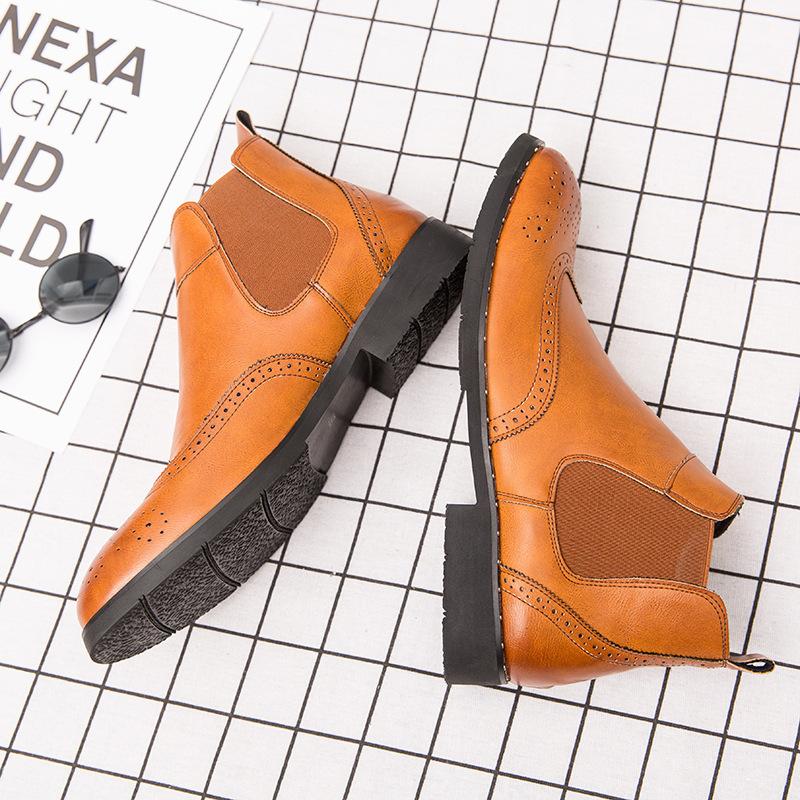 

Мужские ботинки мартин высокие в британском стиле 2025 новые повседневные рабочие ботинки модные короткие ботинки тканевые кожаные туфли 44 коричневый