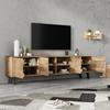 TV Cabinet (180×40×55 cm) and Sideboard (150×40×95 cm), Natural Wood – 8 Compartments, 6 Storage Compartments, Suitable for Living Room and Bedroom
