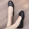 soft leather soft-soled flat-soled women's shoes medium heel middle-aged and elderly comfortable wedge heel women's leather shoes