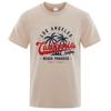 Camiseta de algodão gola redonda masculina, tops de verão, roupas respiráveis, Los Angeles California Beach Paradise Fashion