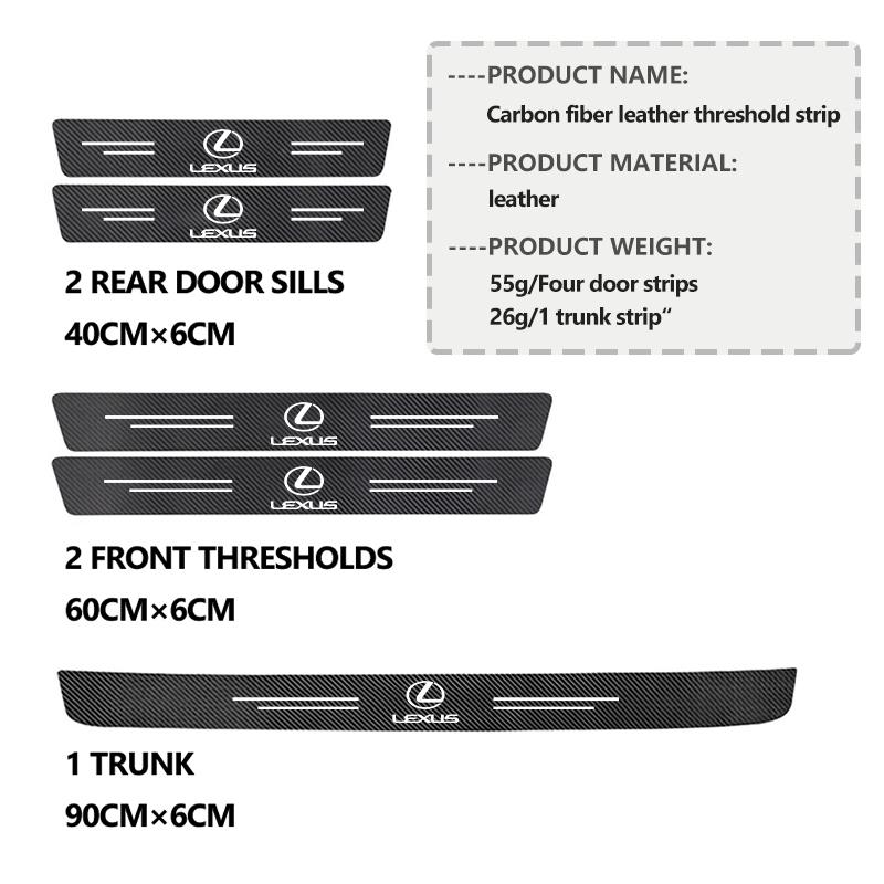Carbon Fiber Car Door Sill Protector Stickers Auto Accessories For Lexus UX250h RX450h RX300 GX470 CT200h RX400h NX300h RX350