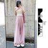 Women's Summer 2024 Ice Silk Wide-Leg Pants - White Textured Casual Petite Style