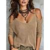 Women S Solid Mesh Cold Shoulder Knit Top Short Sleeve Summer