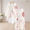 Women Plus Size Beige Brown Printed Round Neck Long Sleeve High Low Top Wide Leg Pants Two Piece Set