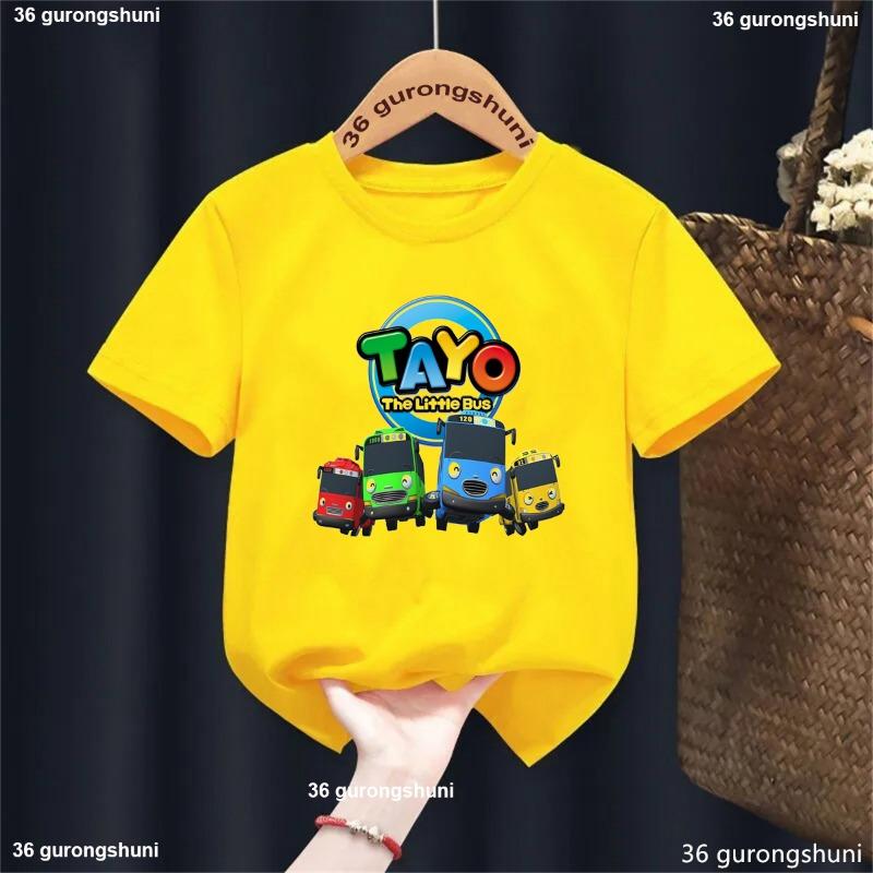 T-shirt for Boys Tayo and Little Friends Car Cartoon Print Boys T-Shirt Summer Girks Shirt Fashion Toddler Shirt ShortSleeve Top
