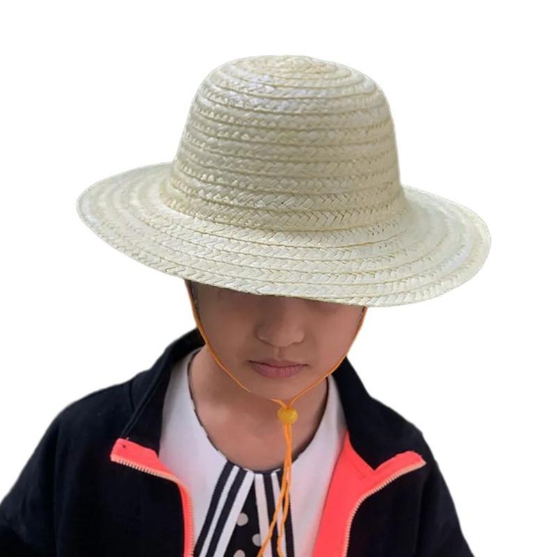 Cappello a visiera con tesa larga per bambina bambino unisex uncinetto paglia naturale cappello da contadino per bambini cappello Panama cappello a visiera per bambini