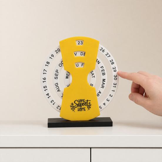 Creative Perpetual Calendar, 3 Layer Rotating Date Desk Decor, Vintage Monthly Calendar for Home Office