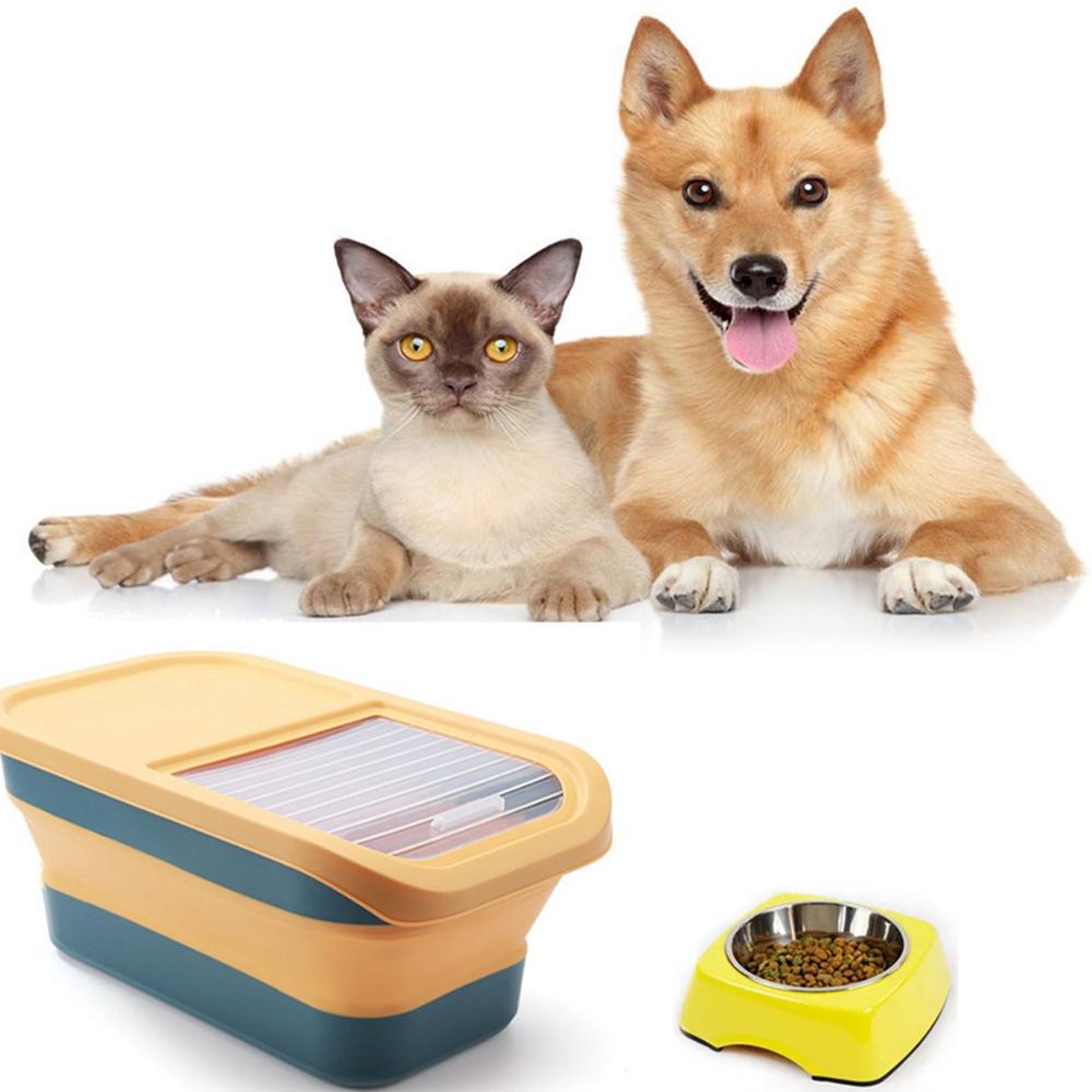 10KG Foldable Rice Bucket Kitchen Insect-Proof Grains Flour Storage Box Home Pet Food Sealed Jar Cereals Organizer Containers
