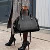Women'S Crocodile Pattern Document Handbag Large Capacity Retro Multi-Partition Shoulder Messenger Bag