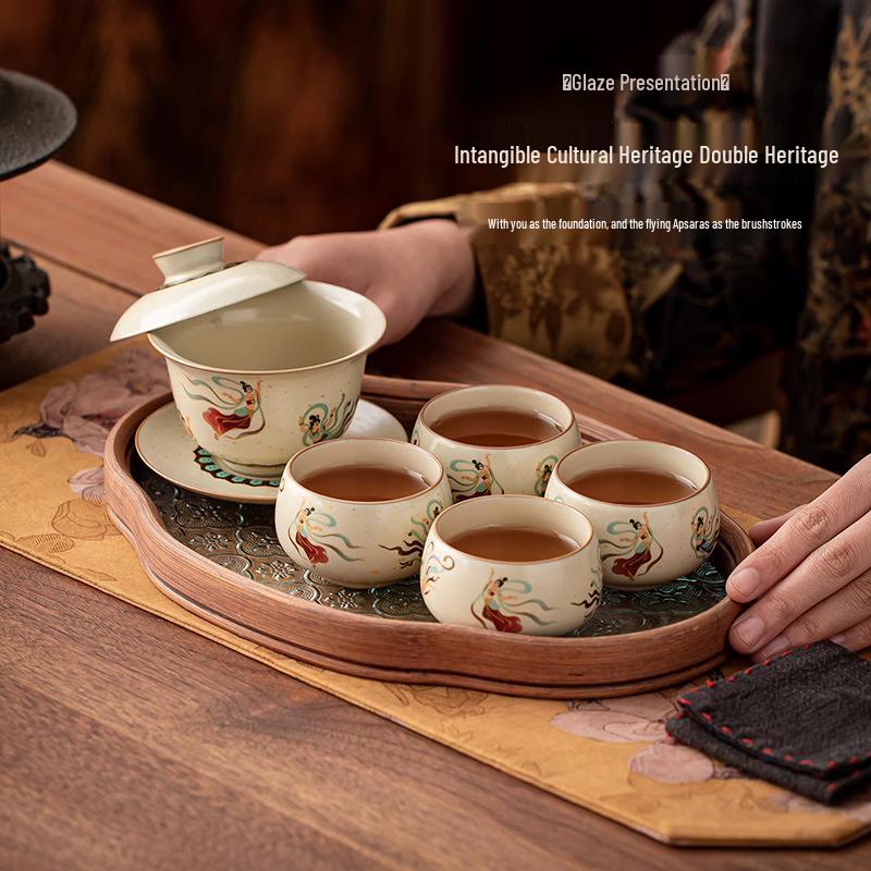 Dunhuang Flying Apsara Ru Kiln Kung Fu Tea Set