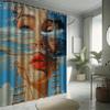 ~O~Art Portrait Shower Curtain Set, Abstract Art, Literary Style, 12 Hooks, Polyester, Bathtub Partition, Modern Bathroom Decor