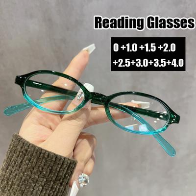 Vintage Małe Owalne Okulary do Czytania Modne Damskie Blokujące Niebieskie Światło Okulary do Dalekowzroczności Gotowe Optyczne Okulary na Starczowzroczność