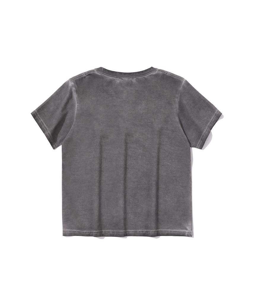 EPISODE UNTITLED Crop Luna Washed Signature Applique T-Shirt_Cocoa Gray