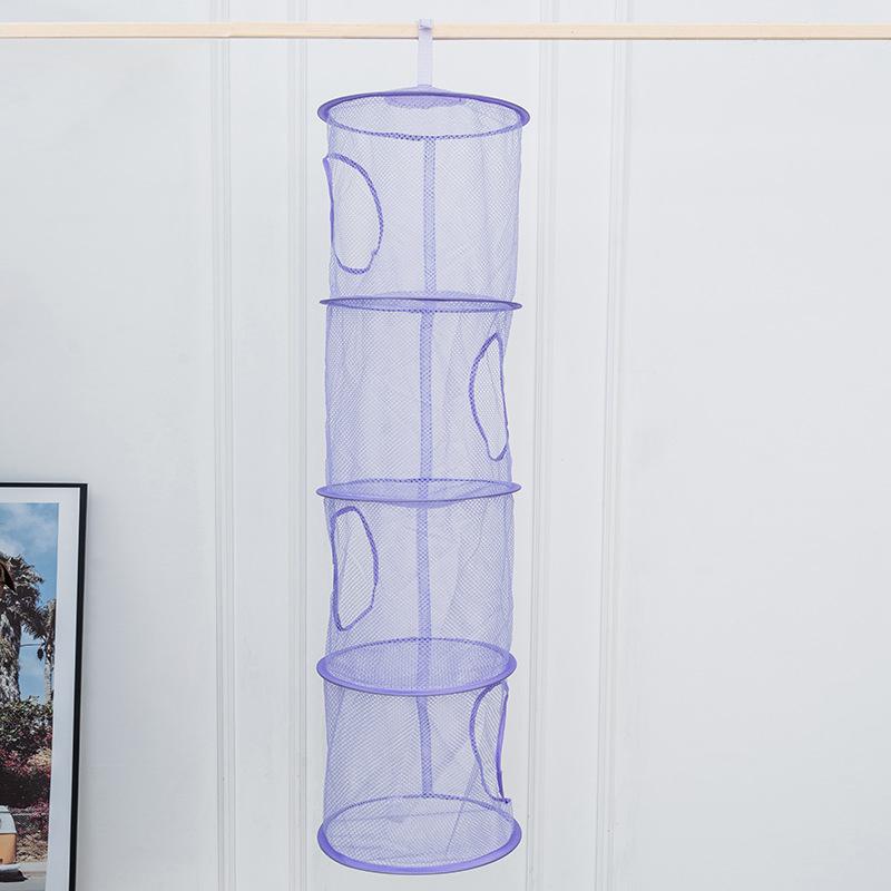 Foldable Plush Animal Storage Net 4 Compartments Hanging Mesh Toy Storage Hammock For Kids Room Toys Gloves Hats Socks