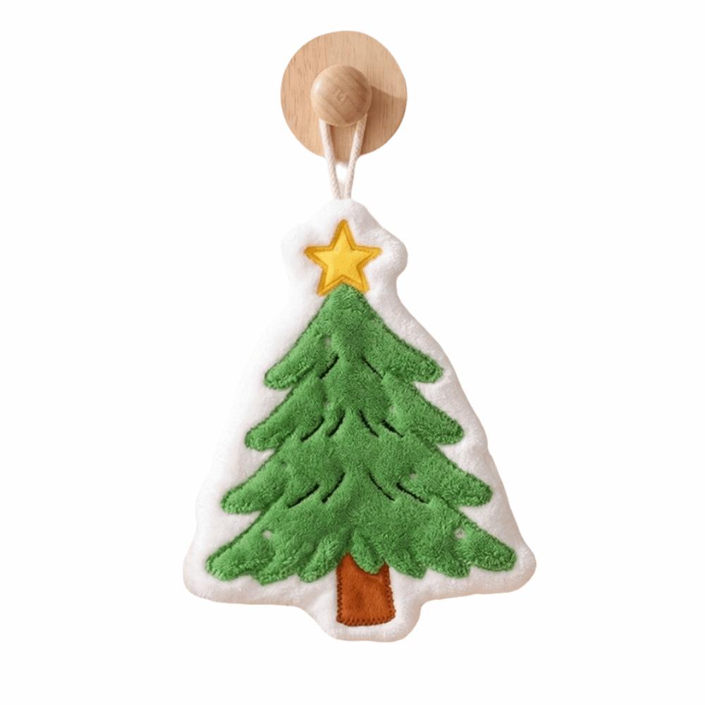 Kawaii Xmas Hanging Hand Towel Creative Cleaning Hand Cloth Santa Claus Handkerchief Home Decor