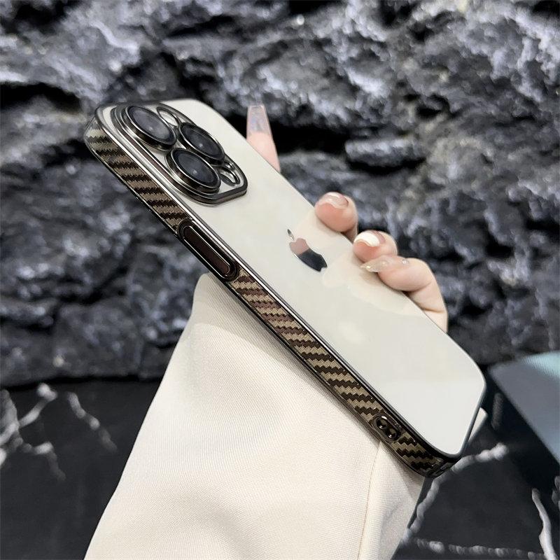 

Лидер продаж, жесткий чехол для ПК с углеродным паяным безелем для iPhone15 14 13 12 Pro Max 11, чехол для телефона с полным покрытием и пленкой для объектива iPhone 11 чёрный