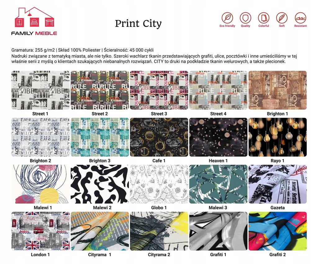 Fotel uszak ARI PRINT skandynawski Family Meble kratka turkus niebiesk