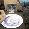 Whimsical Round Christmas Multicolor Area Rug, Non-Slip Floor Mat for Kitchen