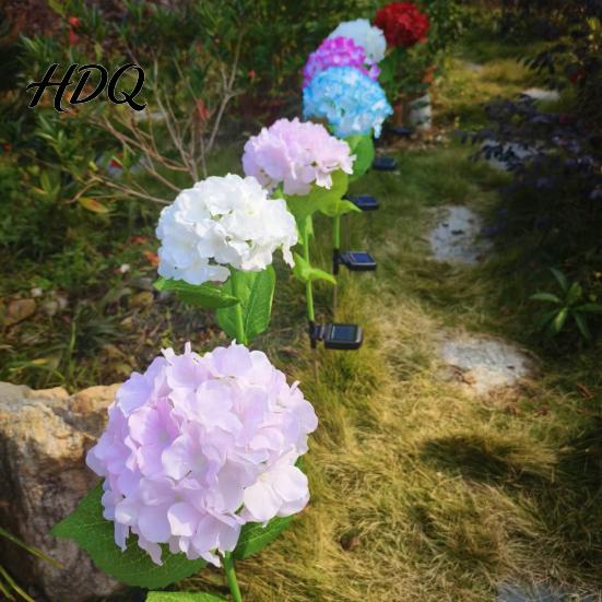 Solar Powered Garden Lights Fairy Hydrangea Light LED Outdoor Stake Lights Waterproof Decorative Tree Artificial Flower Light for Path Yard
