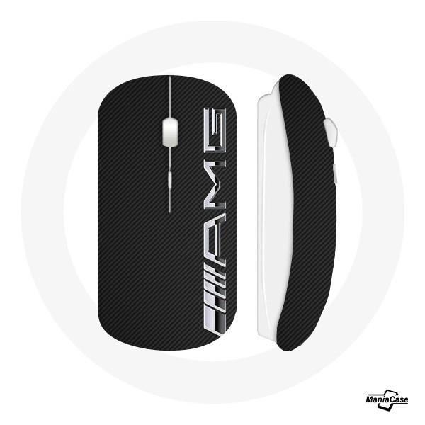 Souris Sans Fil - AMG - Logo Carbone - Couleur Noir - Clé USB Wifi - Compatible Mac et PC