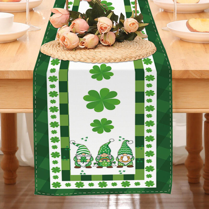 

New Table Runner Home Decor Irish Green Lucky Clover American-Style Decorative Table Runner 183x33cm