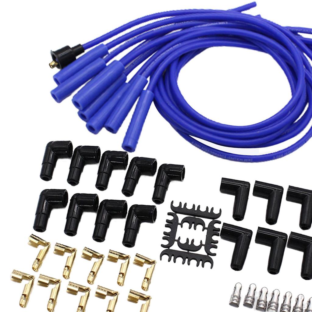 Universal 8mm Ignition Wire Set, 180 Degree Boots Spark Plug, Cable Easy to Install Directly Replace