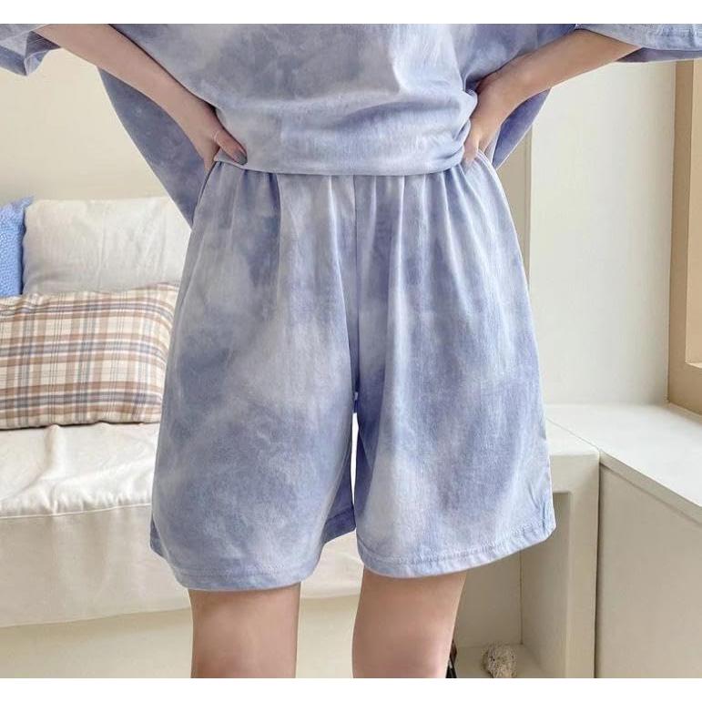 [emptio] Relaxing Wear, Tie Dye Pattern, Shorts, Room Wear, Top and Bottom Set, Women's