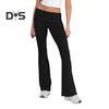 Women Pants Mid-rise Elastic Waist Adjustable Side Drawstring Long Trousers Solid Color Skinny Flared Pants Daily Wear