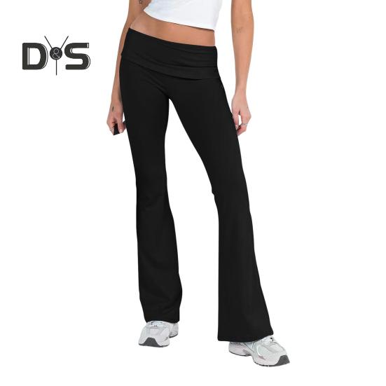Women Pants Mid-rise Elastic Waist Adjustable Side Drawstring Long Trousers Solid Color Skinny Flared Pants Daily Wear