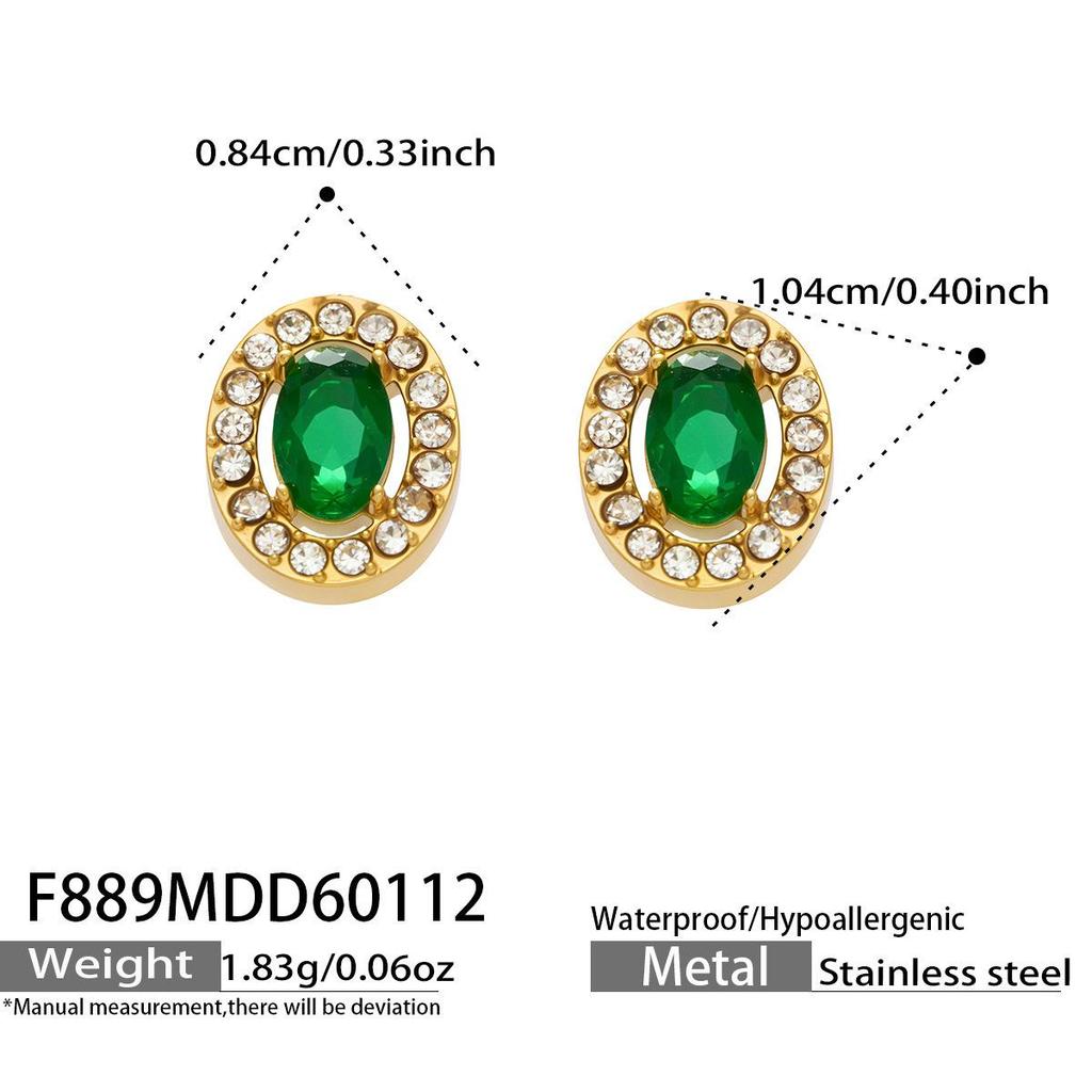 Douyin Trend Wassertropfen Strass Zirkon Anhänger Halskette & Ohrringe Damen Set, 18 Karat Vergoldeter Edelstahl.