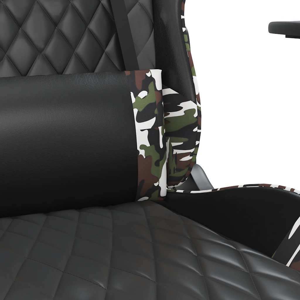 Gaming Chair with Massage and Footrest Black and Camouflage Artificial Leather