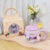 Creative Mug Women's Water Cup with Lid Tulip Ceramic Cup High Quality Appearance with Lid Spoon Gift Box High End Sense
