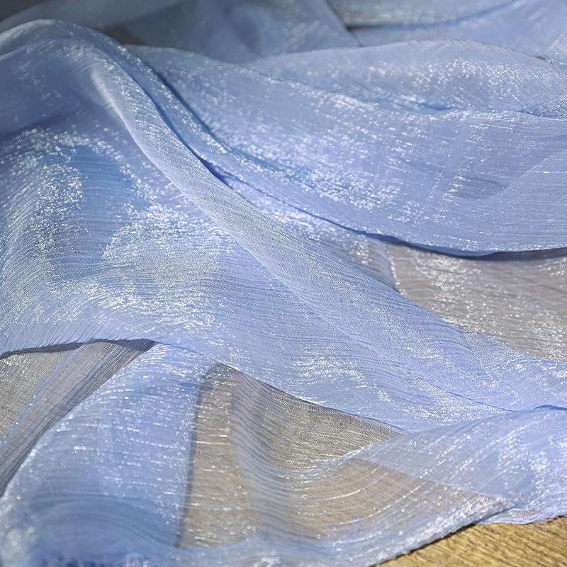 100*145cm Sheer Sparkling Chiffon Fabric Semi-transparent Soft Mesh Tulle Wedding Dress Background Diy Decor Designer Fabric