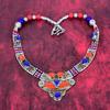Lapis Lazuli, Coral Gemstone 925 Sterling Silver Necklace , Silver Jewelry Bohemian Antique Necklace, Handmade Jewelry Nepali Necklace Gift For Wife