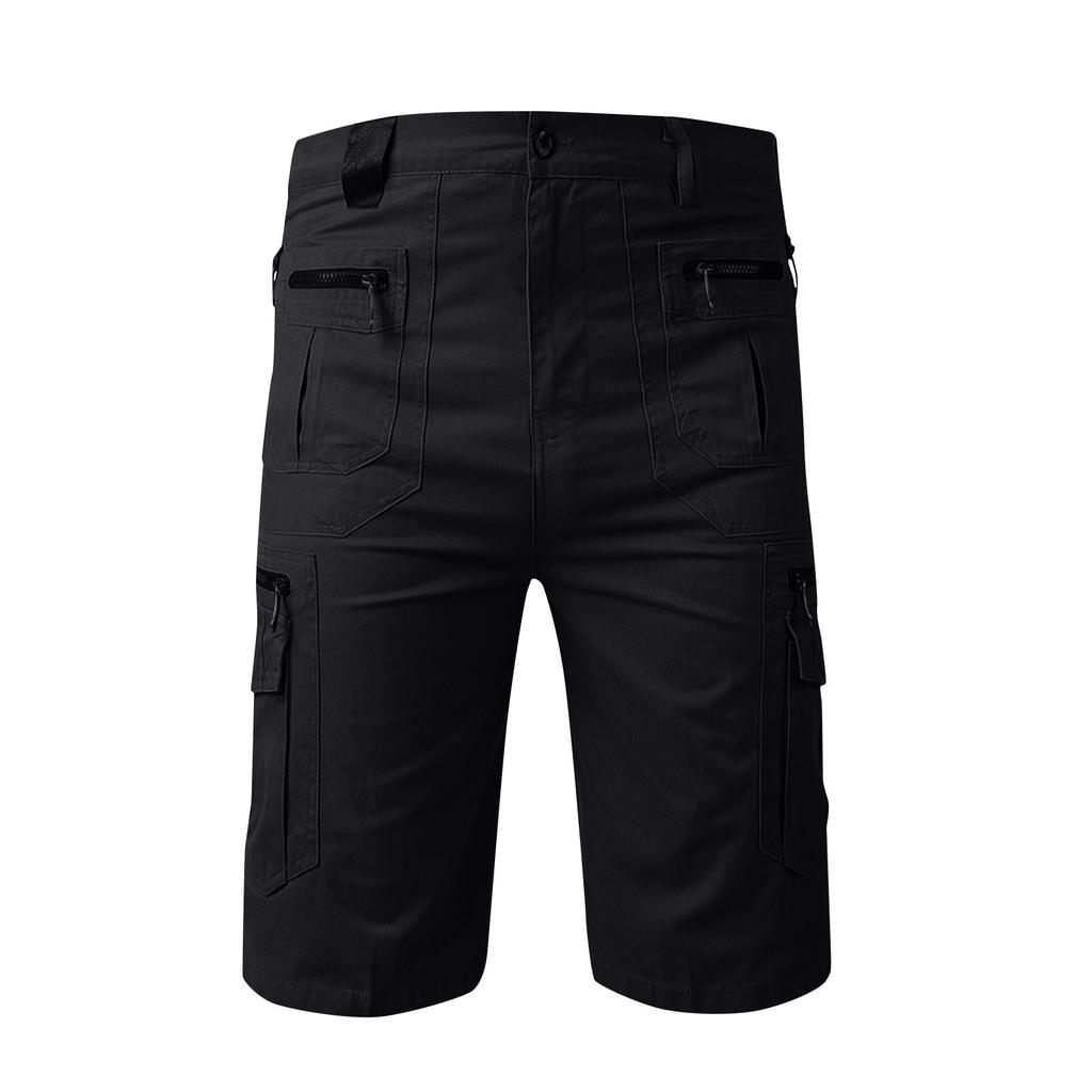 Men's Cargo Shorts with Multi-Pocket Design, Durable Fabric, for Outdoor Activities and Workwear, Black