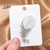 Alloy Feather Pin Faux Pearl Rhinestone Brooch, Decorative Lapel Clip Vintage Brooch for Women, Sweater Cardigan Coat Suit Jewelry Accessories