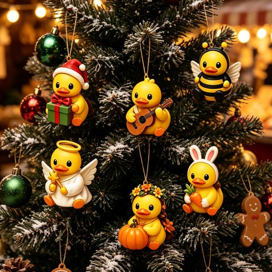 Cute Duck Toy Advent Calendar Calendar, 24-Day Christmas Countdown Box with Acrylic Ornaments for Tree Toy, Hanging Decor, Holiday Gift Lovers Festive