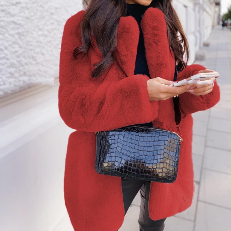 Fur jacket thickened suit collar plush coat imitation rabbit hair mink hair winter light luxury