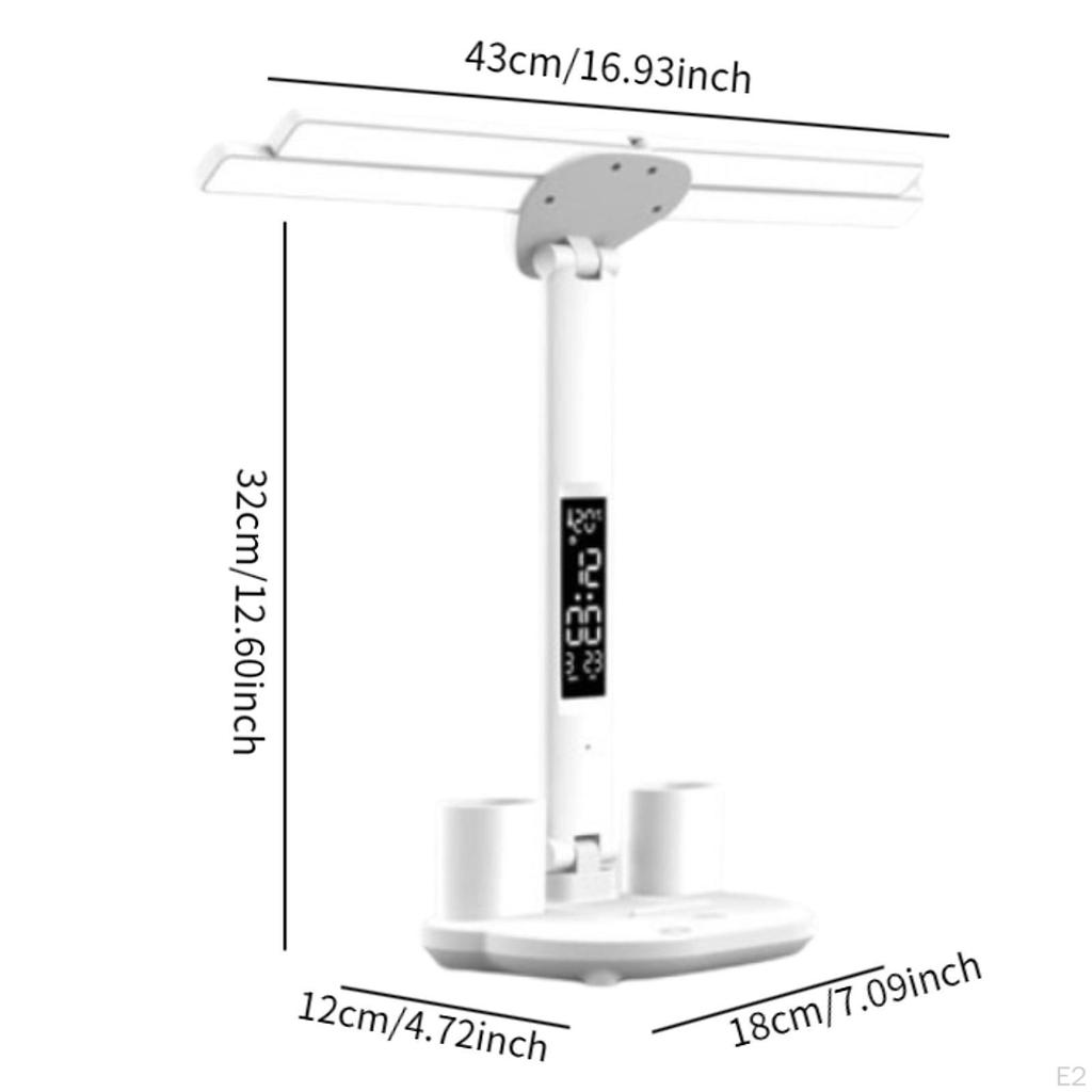 LED Schreibtischlampe USB, Verstellbare Werkstätten mit Zeit, Datum, Temperatur, Dimmbarer Tisch für Video